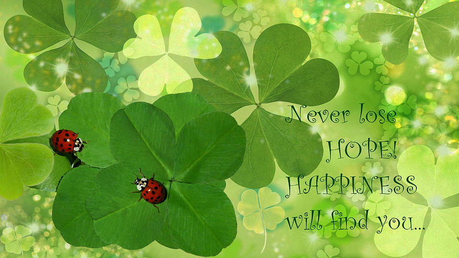 Ladybugs On Four-leaf Clovers Digital Art by Mirna Milostic