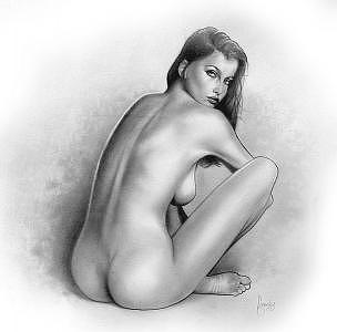 Nude Drawing - Laetitia by Frank Newby