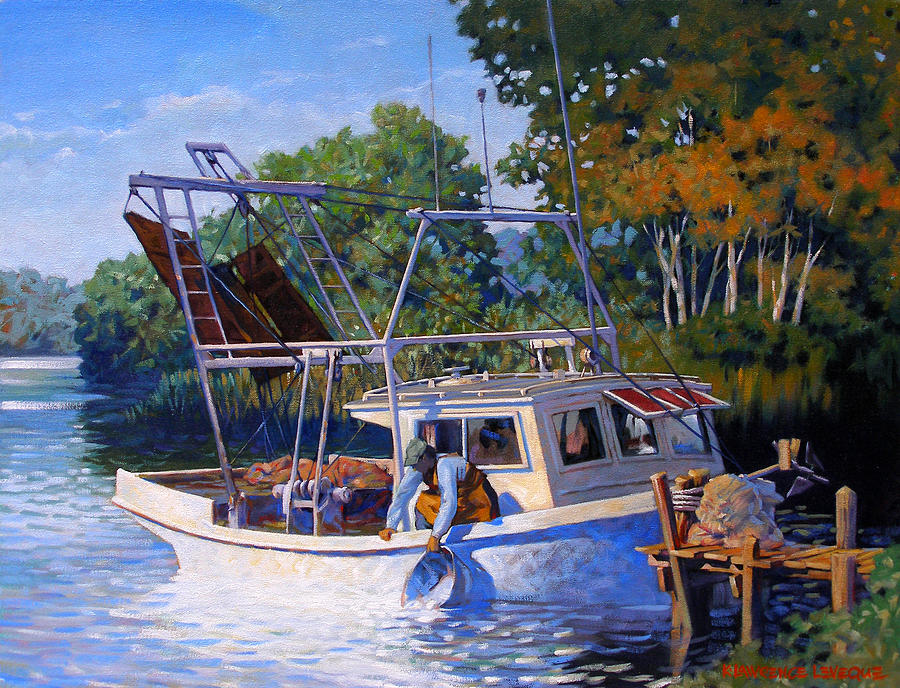 River Painting - Lafitte Skiff by Kevin Lawrence Leveque River Painting - Lafitte Skiff by Kevin Lawrence Leveque