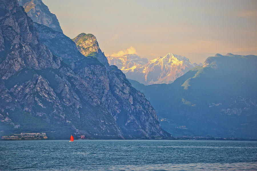 Lago di Garda and high cliffs view Photograph by Brch Photography