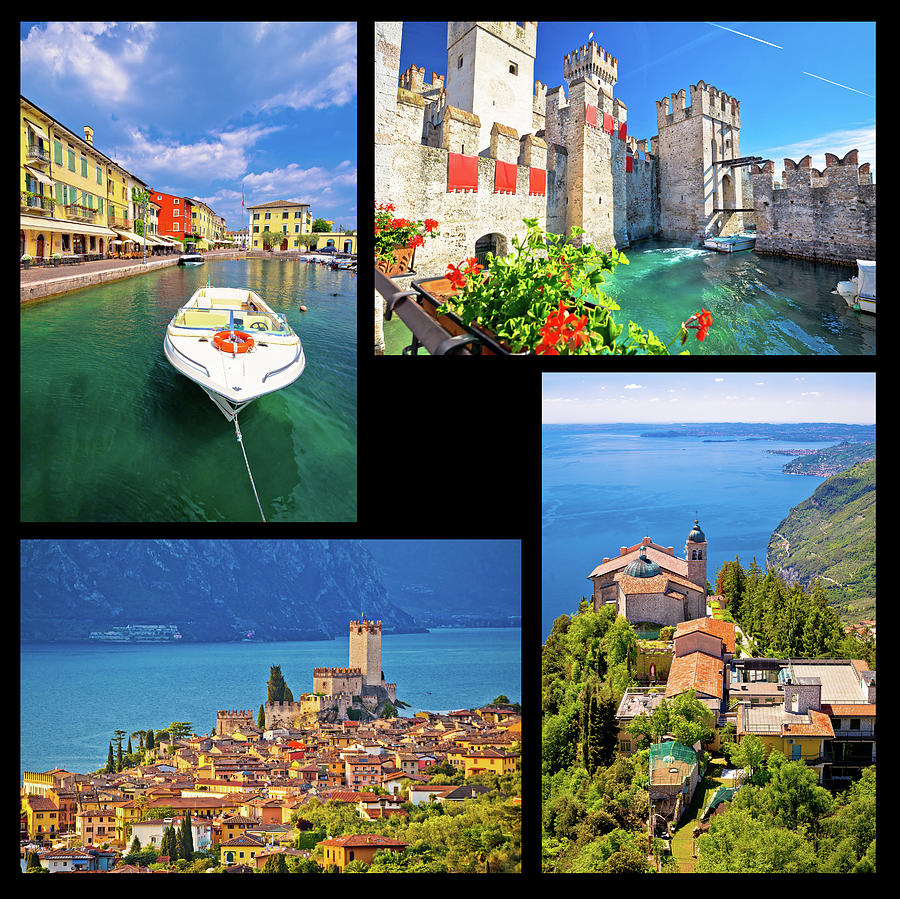 Lago di Garda collage postcard Photograph by Brch Photography