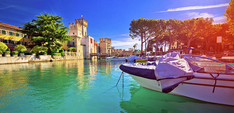 Lago di Garda town of Sirmione turquoise watefrront panoramic vi Photograph by Brch Photography