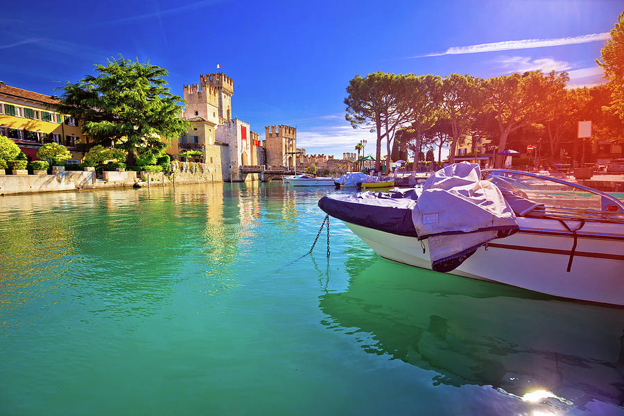 Lago di Garda town of Sirmione turquoise watefrront view Photograph by Brch Photography