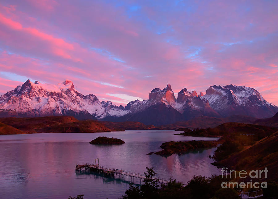 Lago Peho sunrise in Torres del Paine National Park Patagonia Photograph by Louise Heusinkveld
