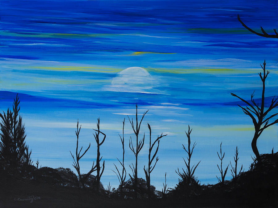 Lago Puesta Del Sol - Invierno - Lake Sunset - Winter Painting by Candelario Cervantez