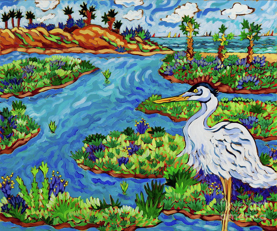 Lagoon Egret Painting by Cathy Carey