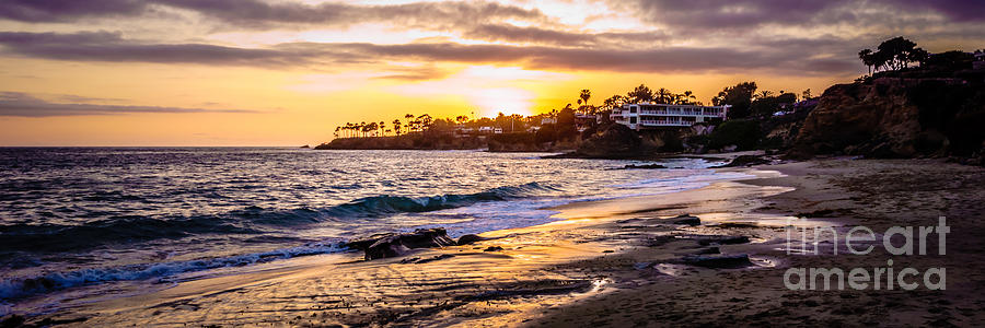 Beach Photograph - Laguna Beach California Sunset Panorama Photo by Paul Velgos