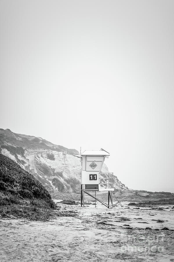 Black And White Photograph - Laguna Beach Crystal Cove Lifeguard Tower #11 by Paul Velgos