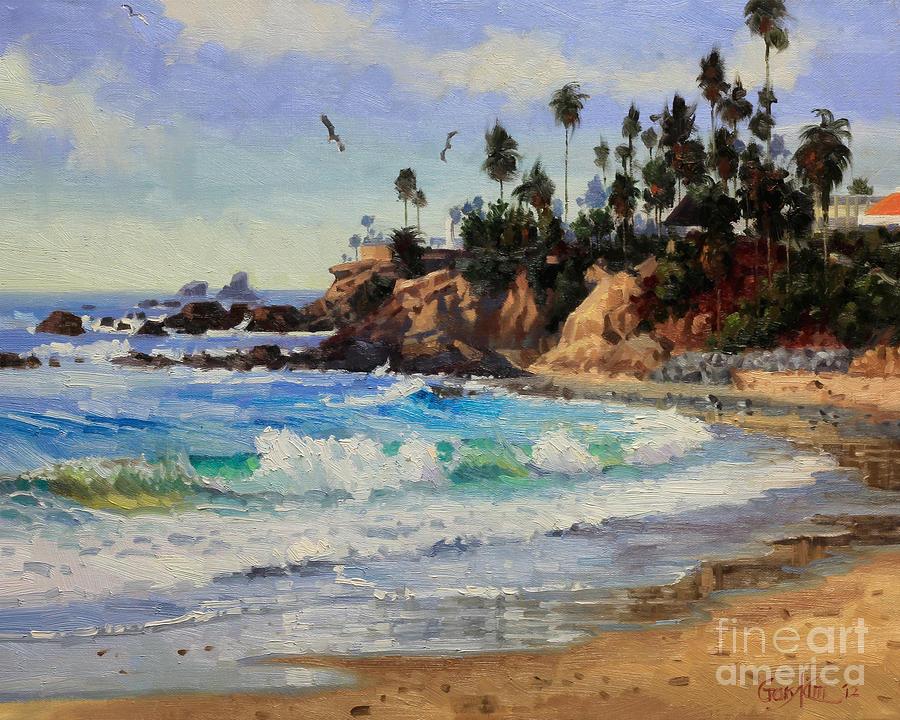 Seagull Painting - Laguna Beach  by Gary Kim