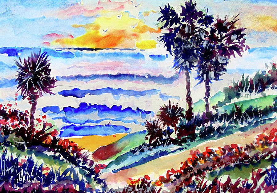 Sunset Painting - Laguna Beach Palms by John Dunn