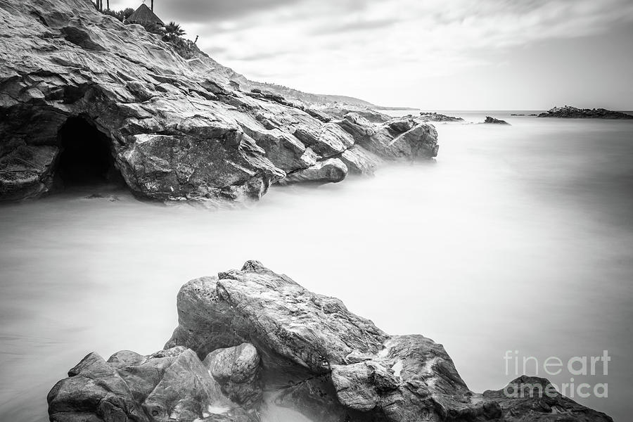 Laguna Beach Rock Formations Black and White Picture Photograph by Paul Velgos