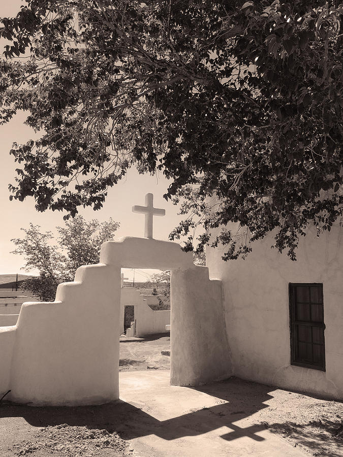 Black And White Photograph - Laguna Mission Gate Monochrome by Gordon Beck
