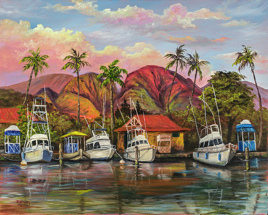 Lahaina Harbor Sunset Painting by Darice Machel McGuire