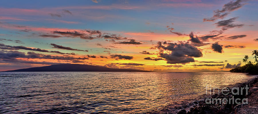 Lahaina Sunset Panorama Photograph by Eddie Yerkish