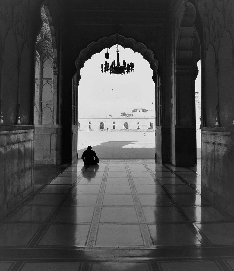 Lahore Mosque, Black and White Photograph by Mark Mitchell