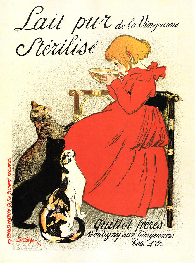 Vintage Mixed Media - Lait Pur de la Vingeanne Sterilise - Pure Milk - Quillot Brothers - Vintage Advertising Poster by Studio Grafiikka
