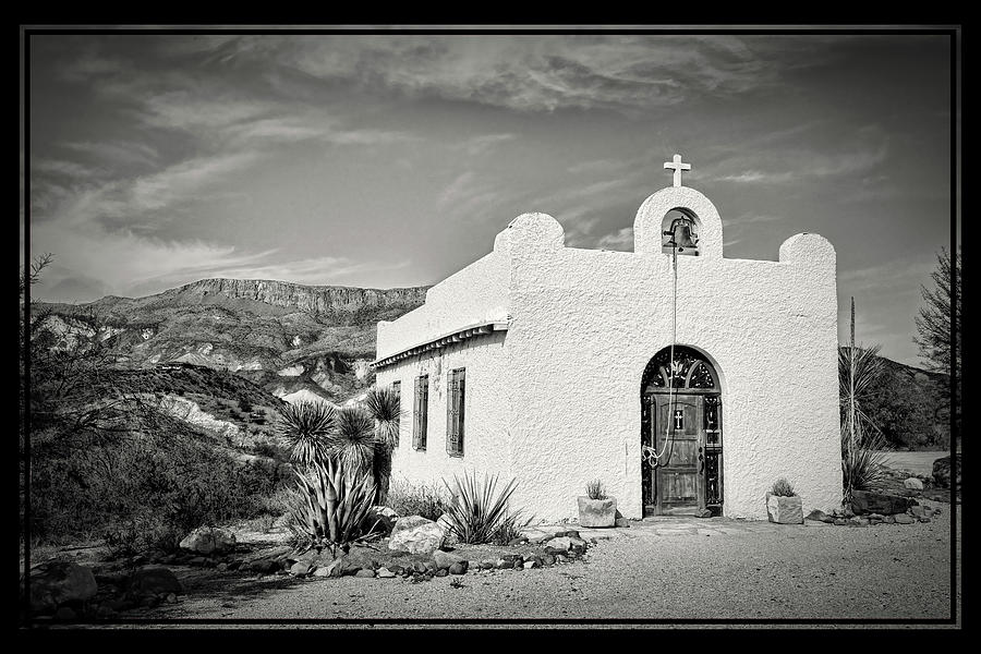 Lajitas Chapel Black and White Photograph by Judy Vincent