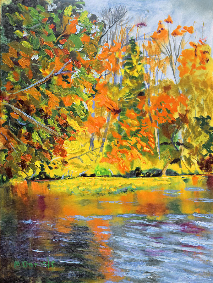Lake Aerofloat Fall Foliage Painting by Michael Daniels