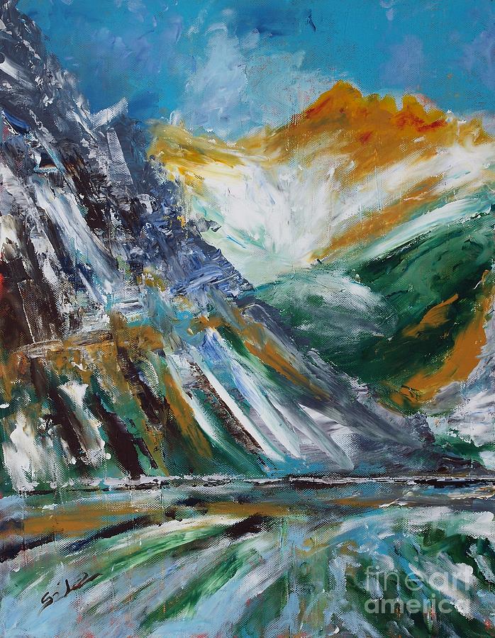 Lake And Alps Painting by Lidija Ivanek - SiLa