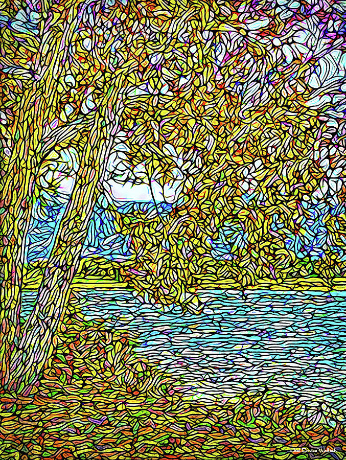 Lake And Leaves Of Autumn - Boulder County Colorado Digital Art by Joel Bruce Wallach