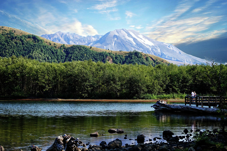 Lake and Volcano Photograph by Rick Lawler