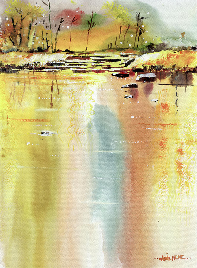 Lake Painting by Anil Nene