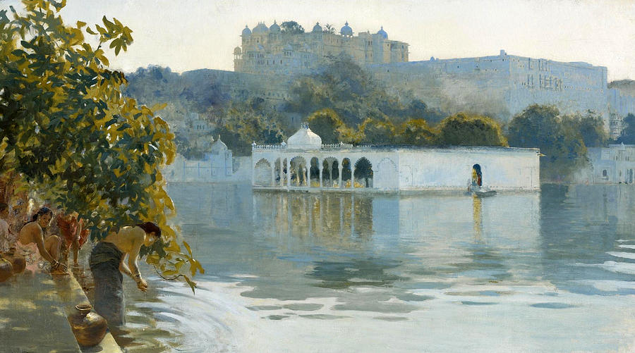 Lake at Oodeypore. India Painting by Edwin Lord Weeks