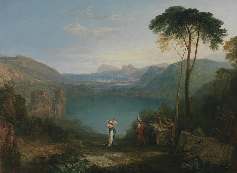 Landscape Painting - Lake Avernus  Aeneas and the Cumaean Sybil  by Joseph Mallord William Turner