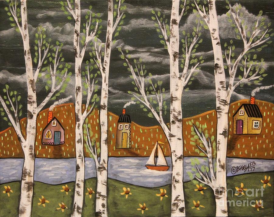 Seascape Painting - Lake Birches by Karla Gerard