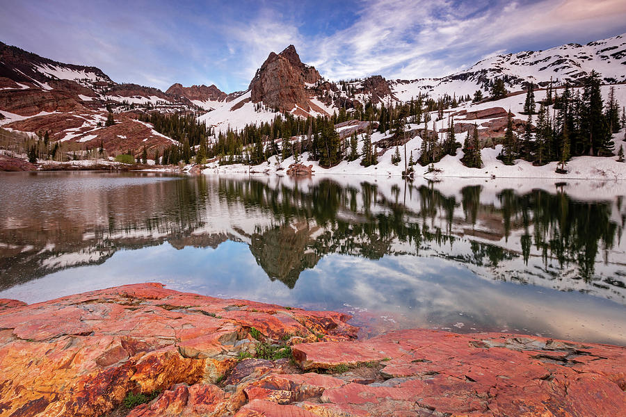 Summer Photograph - Lake Blanche Reflection by Wasatch Light