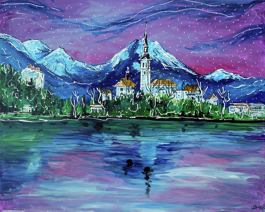 Lake Bled Painting by Laura Hol