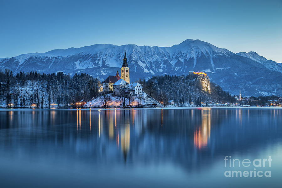 Lake Bled Winter Twilight Photograph by JR Photography