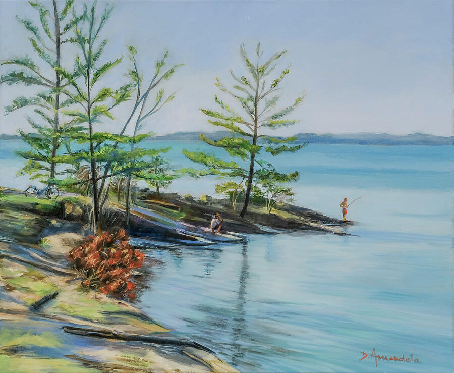 Mountain Painting - Lake Champlain by Dominique Amendola