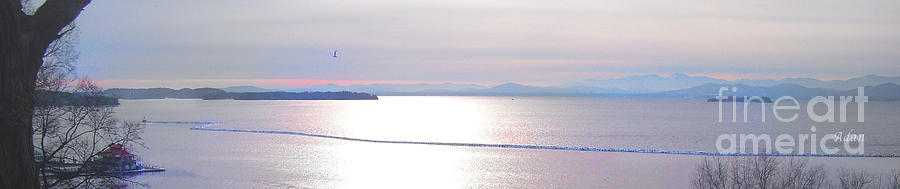 Lake Champlain South From Atop Battery Park Wall Panorama Photograph by Felipe Adan Lerma