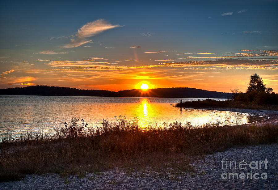 Sunset Photograph - Lake Charlevoix Sunset by Larry Carr