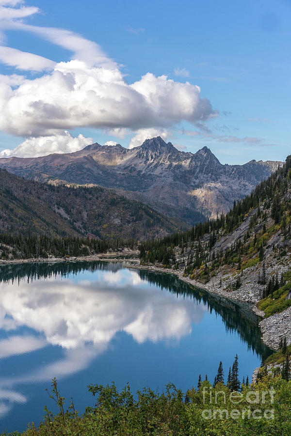 Enchantments Photograph - Lake Colchuck Clouds Reflection by Mike Reid