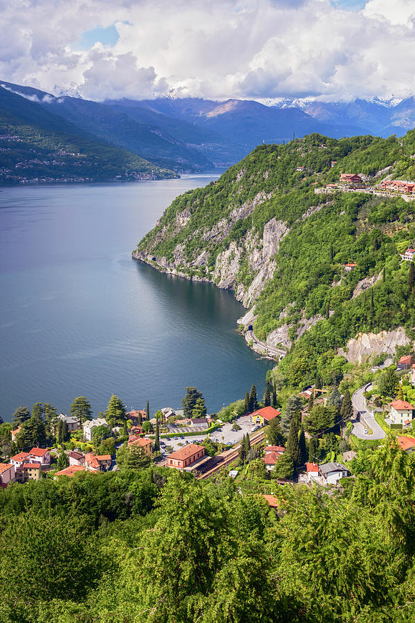 Mountain Photograph - Lake Como from Above Varenna Italy II by Joan Carroll
