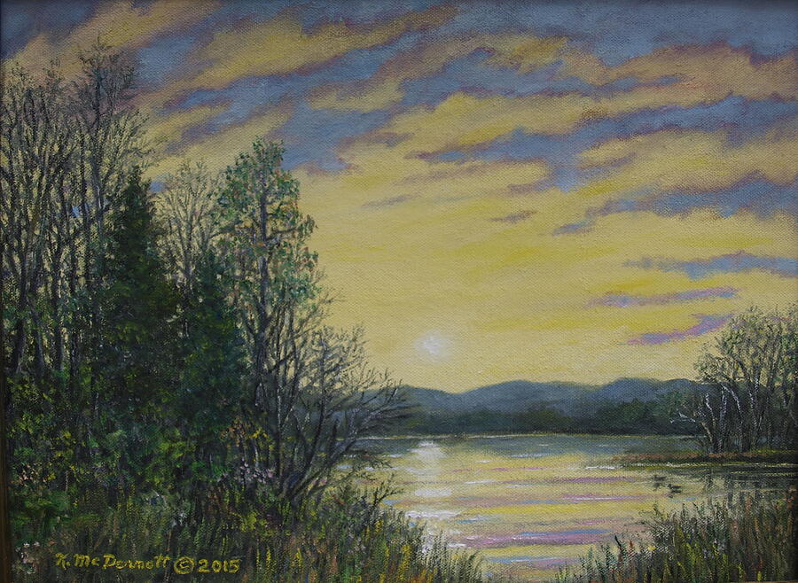 Lake Dawn Painting by Kathleen McDermott