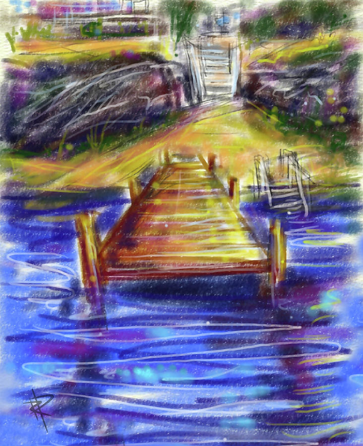 Lake Dock Digital Art by Russell Pierce