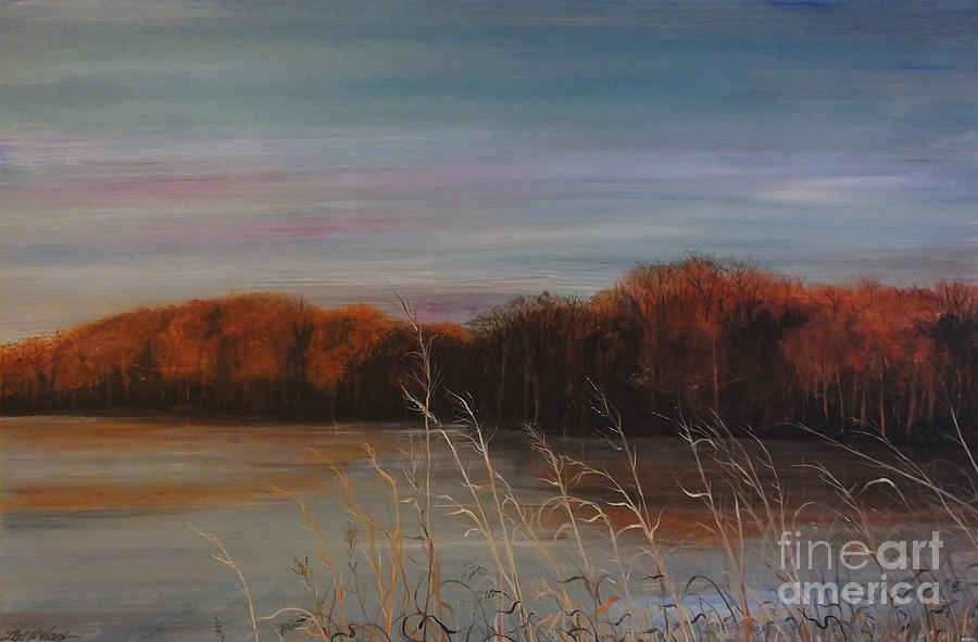 Quiet lake Morning at Lake Dunn Village Creek State Park AR Painting by Lizi Beard-Ward