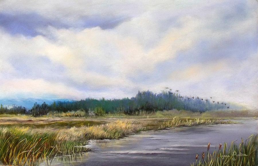 Landscape Pastel - Lake Earl 1 by Lynne Parker
