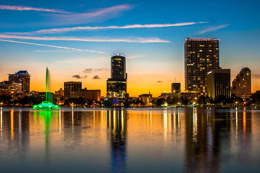 Lake Eola Sunset Photograph by Bobby Uzdavines