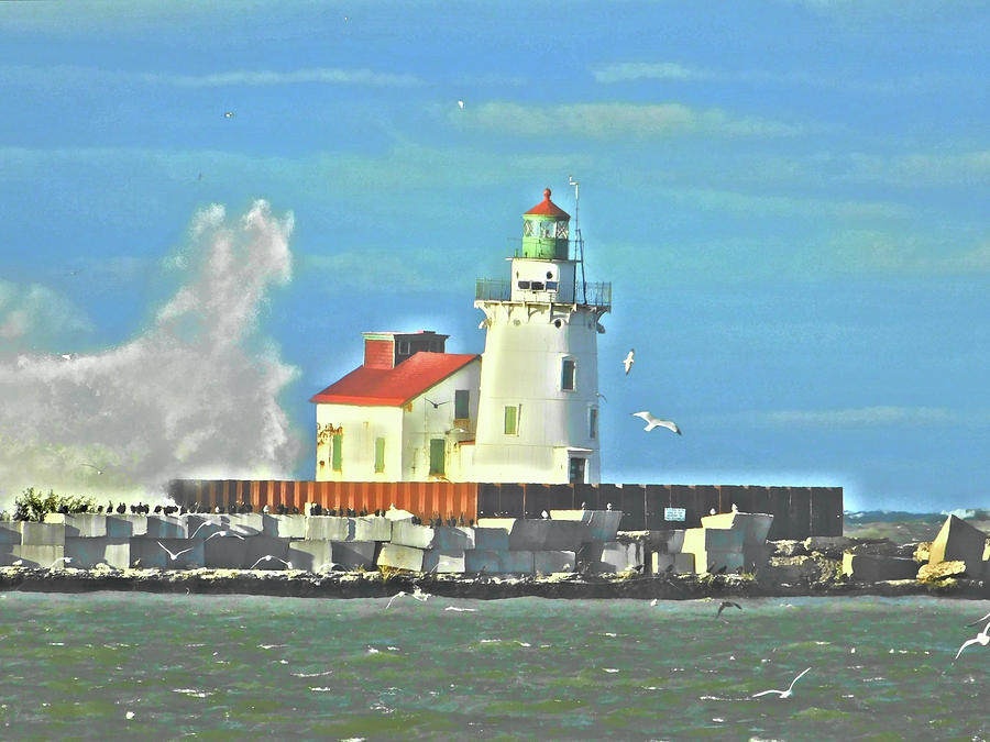 Lake Erie Lighthouse Paint Effect Series 4 Photograph