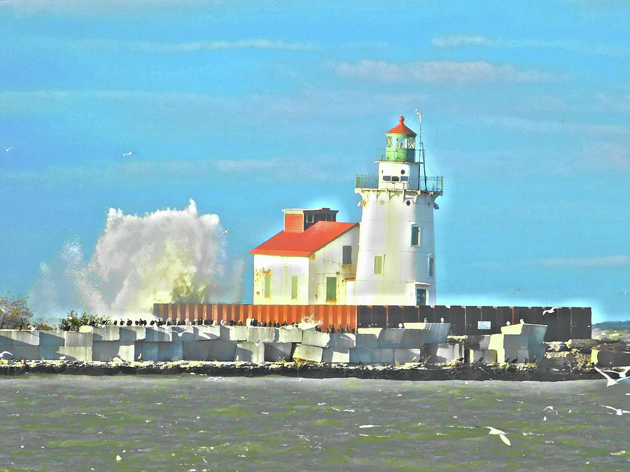 Lake Erie Lighthouse Paint Effect Series 6 Photograph