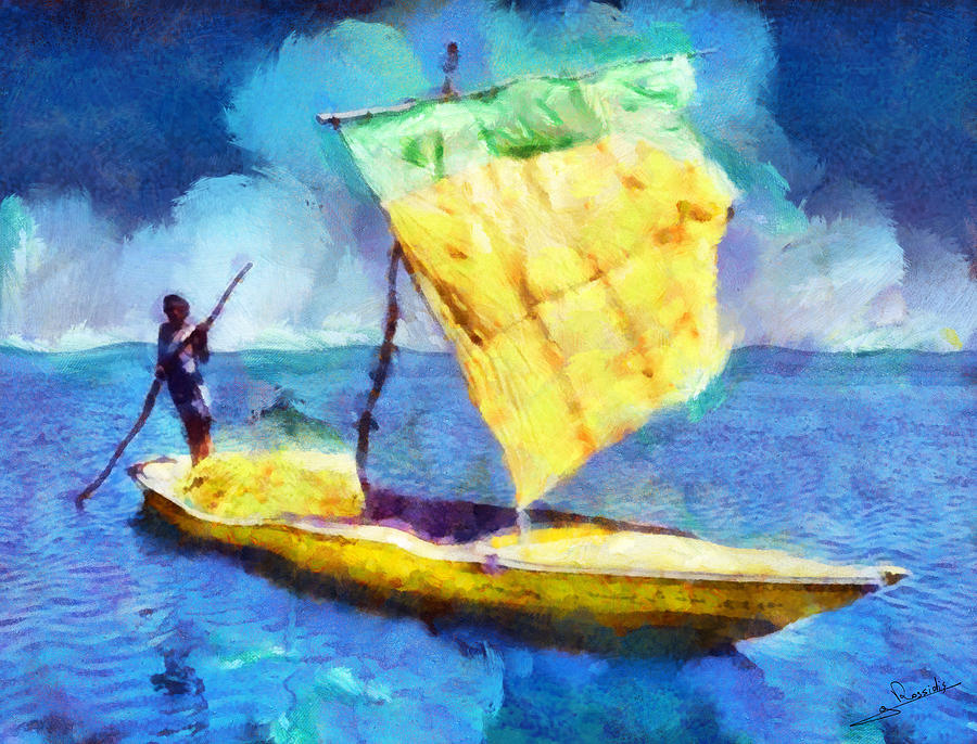 Lake Fayoum Painting by George Rossidis