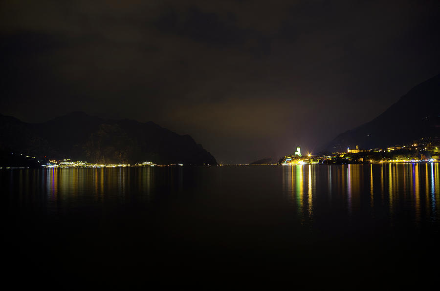 Castle Photograph - Lake front at night, malcesine, lake garda by Nicola Aristolao