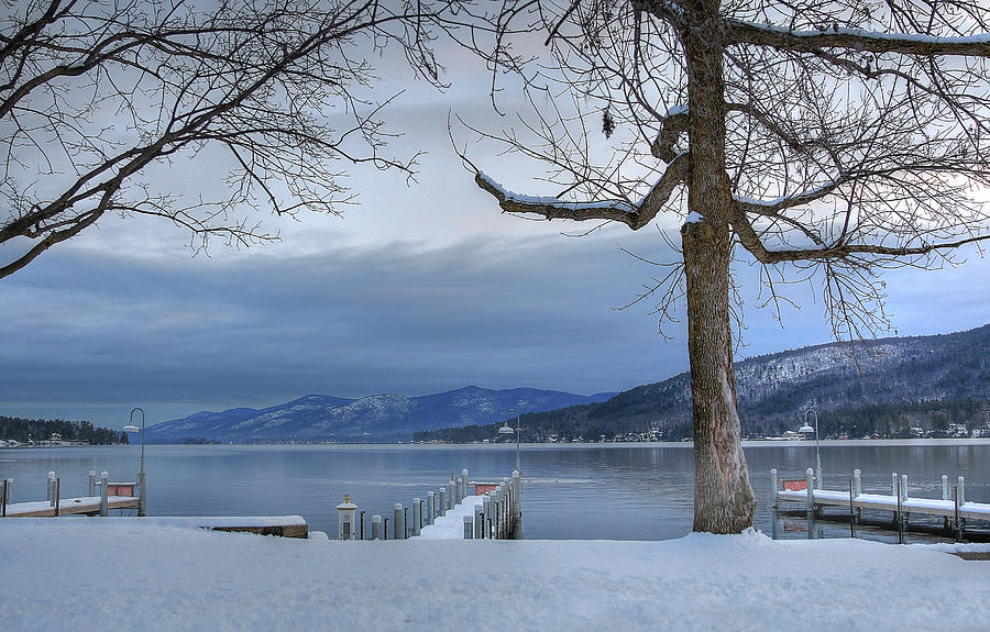 Lake George in the Winter Digital Art by Sharon Batdorf