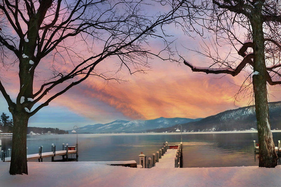 Lake George Winter Sunrise Photograph by Lori Deiter