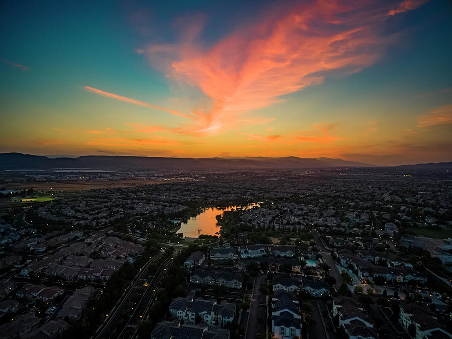 Lake Harveston Aerial Summer Sunset 2017 Photograph by Adam Rainoff