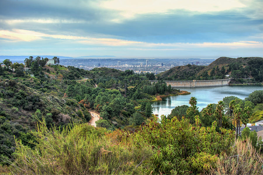 Los Angeles Photograph - Lake Hollywood from Hollywood Hills - Los Angeles California by Gregory Ballos